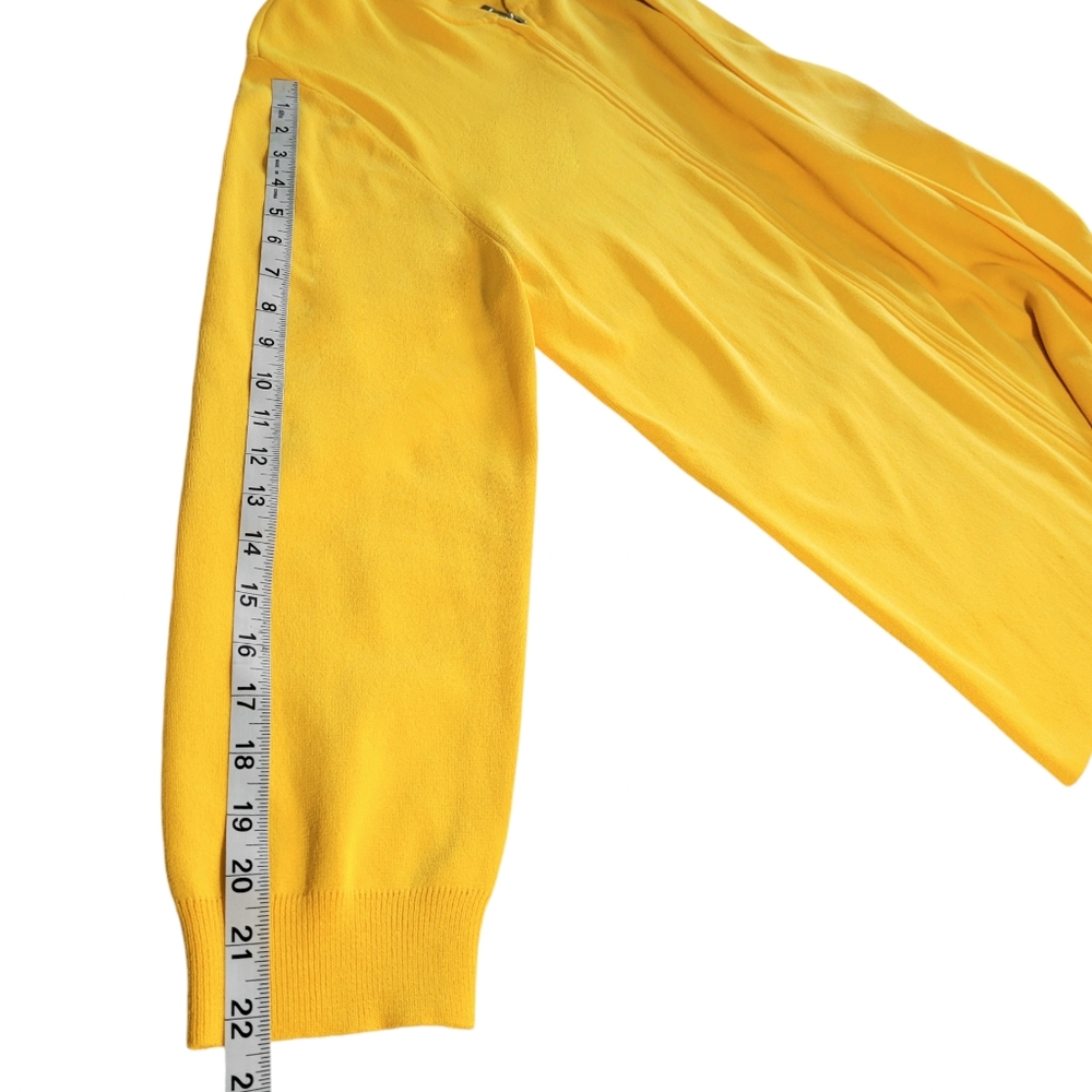 Chico's Design Women’s Cardigan Sweater Size 2 Large Yellow Knit Zip Long Sleeve - Picture 12 of 13